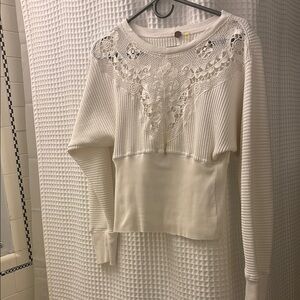 White Lace Detail Sweater